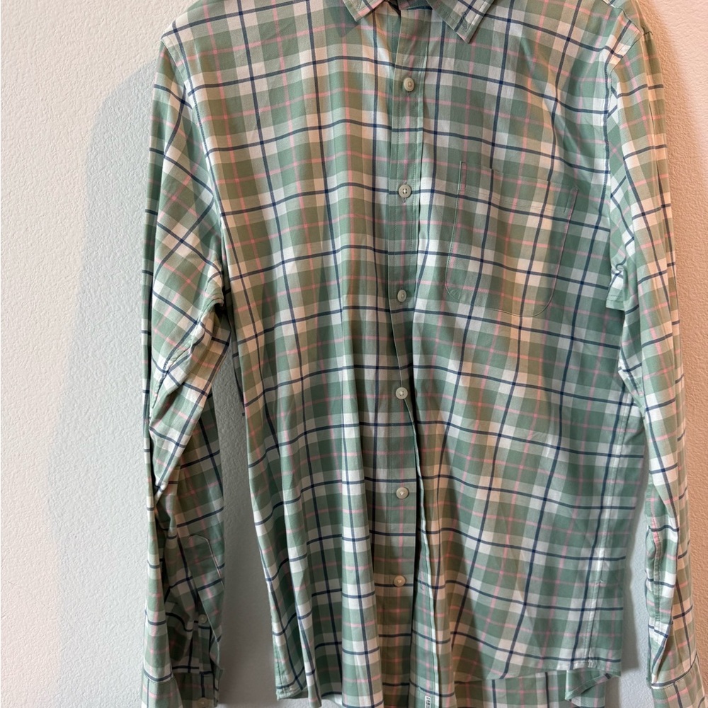 Green Plaid Button-Up Shirt